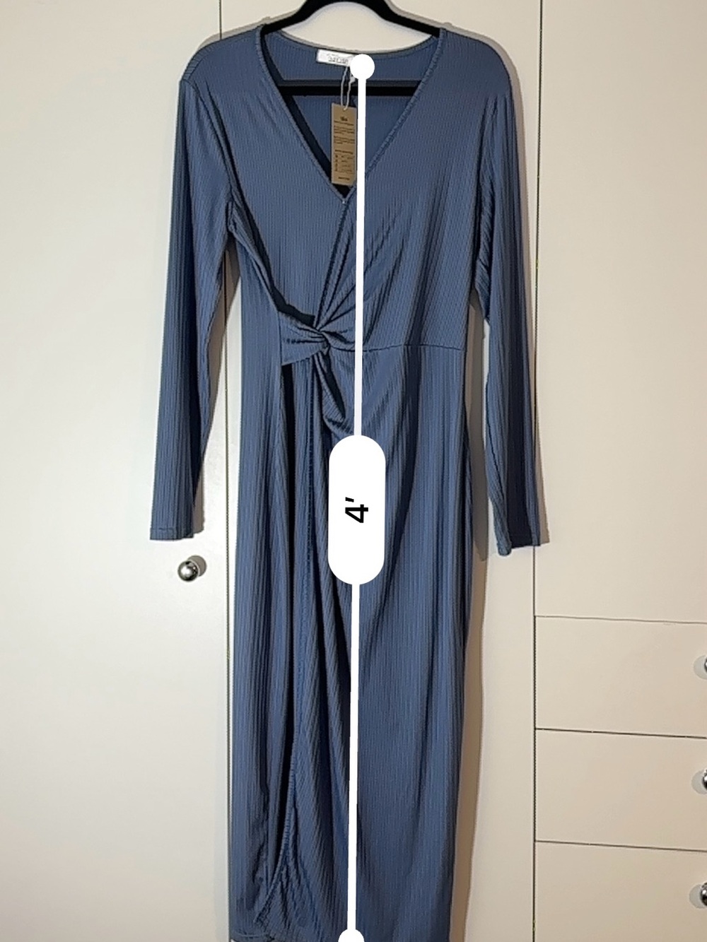 Long Sleeve Twist-Front Maxi Dress - Slate Blue